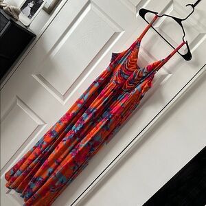 torrid Orange Floral Maxi Dress with Blue & Pink Blooms
